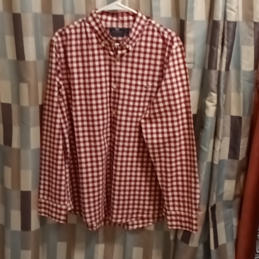 FINAL PRICE Vineyard Vines wine & white checkered l/s buttoned down shirt L - Picture 4 of 4